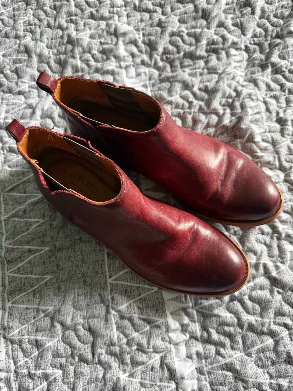 Kork-Ease Women's Burgundy Leather Chelsea Ankle Booties